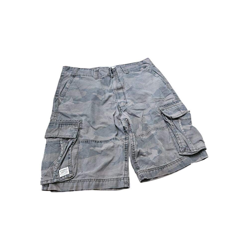 Levi Strauss Signature Cargo Shorts Mens 36 Gray Camo Cotton Utility
